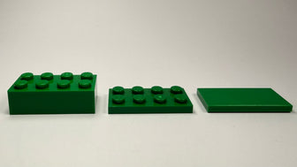 LEGO® brick, plate and tile examples illustrating basic LEGO part terminology.