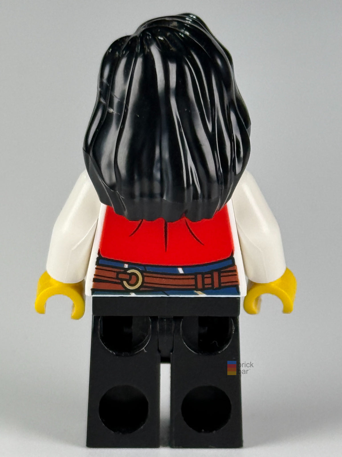Pirate - Female, Black Legs, Red Vest over White Shirt, Black Hair pi189 back view