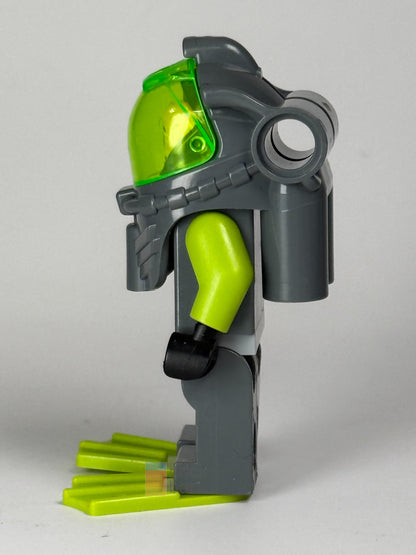 Brick Bar original photograph of Atlantis Diver 2 Bobby atl002 wearing diving helmet and lime flippers, side view