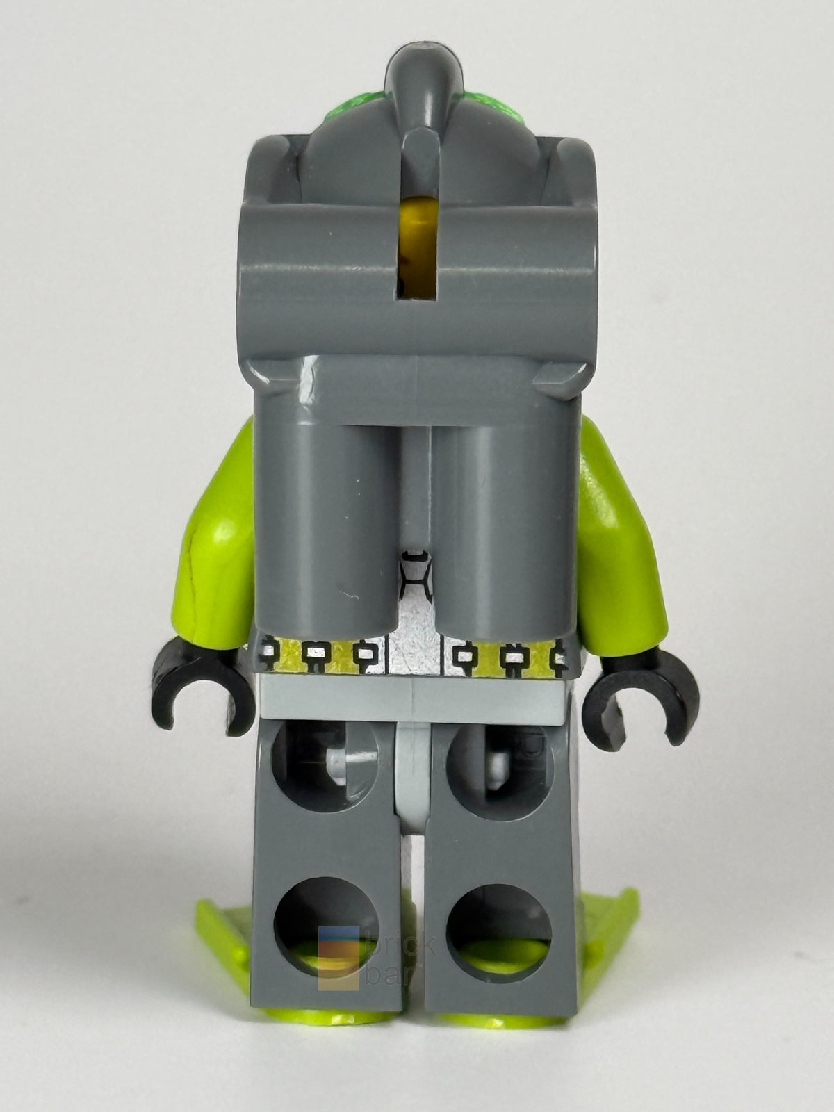 Brick Bar original photograph of Atlantis Diver 4 Lance Spears atl006 back view with gray breathing tanks and lime flippers