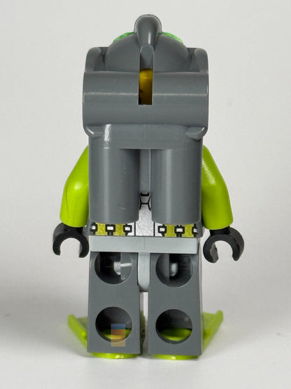 Brick Bar original photograph of Atlantis Diver 4 Lance Spears atl006 back view with gray breathing tanks and lime flippers