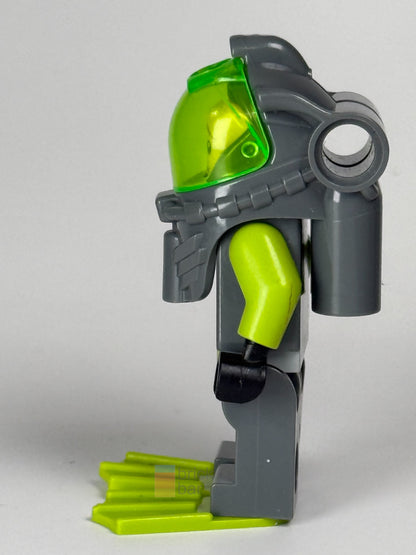 Brick Bar original photograph of Atlantis Diver 4 Lance Spears atl006 side view with diving helmet and lime flippers