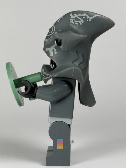 Brick Bar original photograph of Atlantis Hammerhead Warrior atl017, side view showing shark headgear and shield