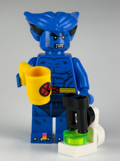 Beast colmar22 LEGO Marvel Studios Series 2 minifigure with pictured accessories, alternate-face view
