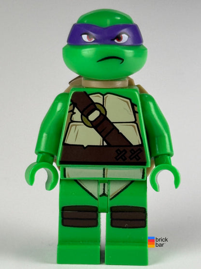 Donatello Frown tnt019 LEGO Teenage Mutant Ninja Turtles minifigure front view, Brick Bar original photograph