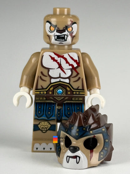 Longtooth loc027 LEGO Legends of Chima minifigure — headgear off view