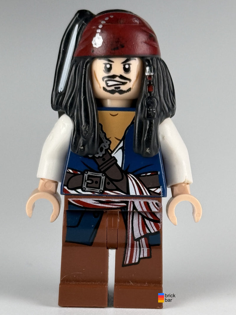 Captain Jack Sparrow poc012 LEGO Pirates of the Caribbean minifigure, normal face front view
