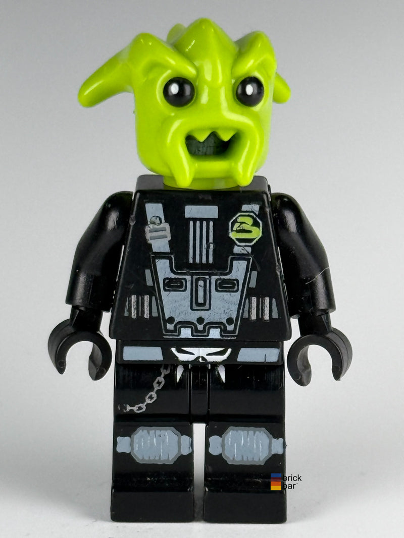Rench sp110 LEGO Space Police III alien minifigure front view, authentic Brick Bar photo