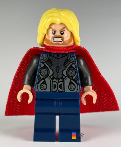 Thor sh0170 LEGO Marvel minifigure, alternate face view