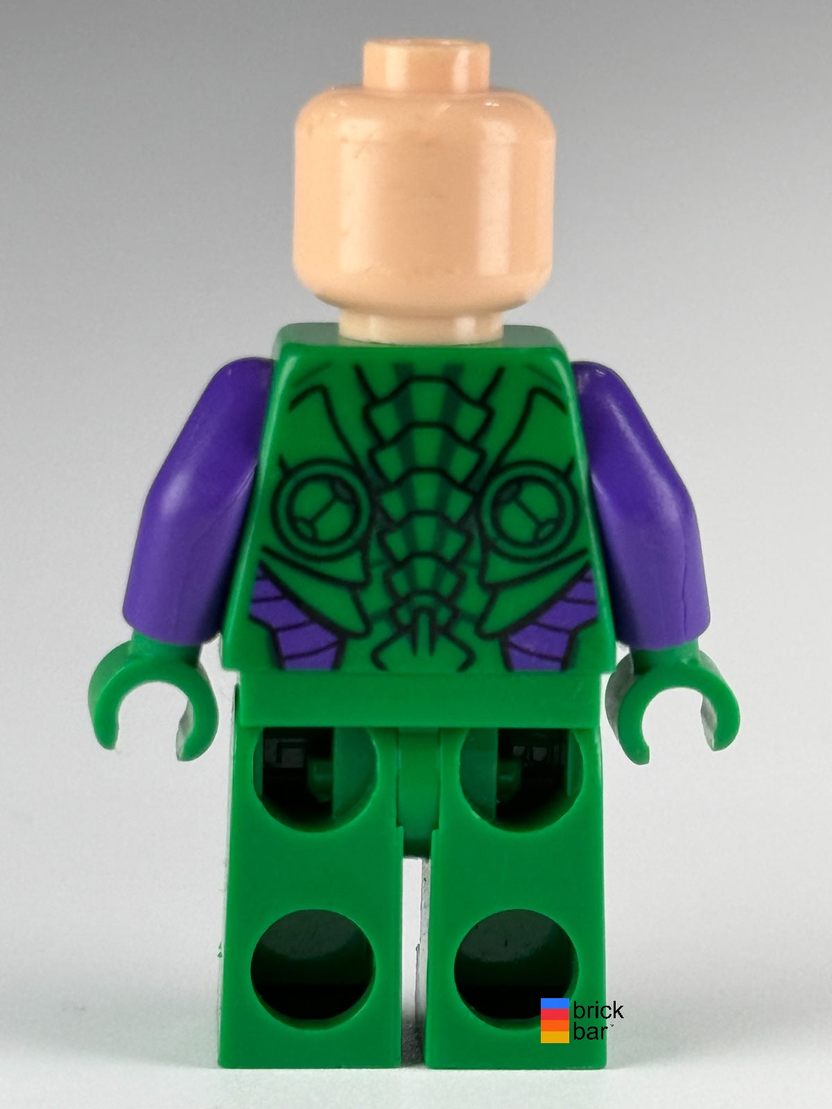 LEGO Lex Luthor sh0459 green and dark purple light armor — back view