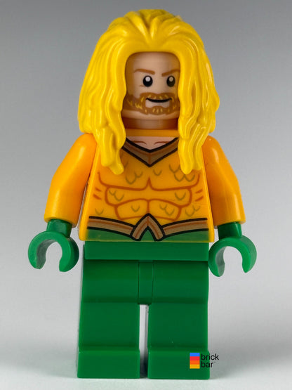 Aquaman sh0557 LEGO DC Super Heroes minifigure, alternate expression view.