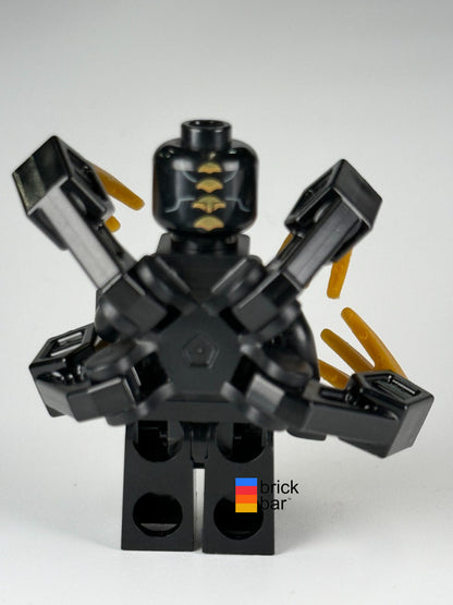 Back view of Outrider - Extended Claws sh0561 showing mechanical four-arm assembly and gold head markings