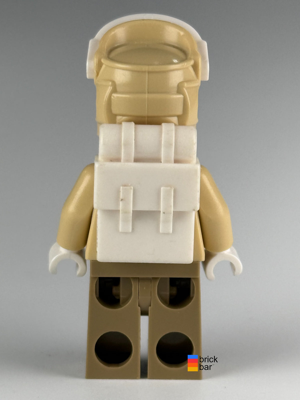Hoth Rebel Trooper (Black Chin Dimple) sw0291 back view with white backpack and snow goggles — original Brick Bar photograph