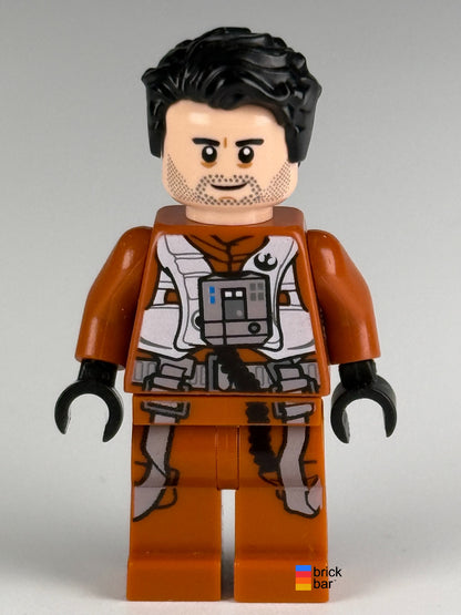 Poe Dameron sw0931 LEGO Star Wars minifigure, smiling side of the double-sided head
