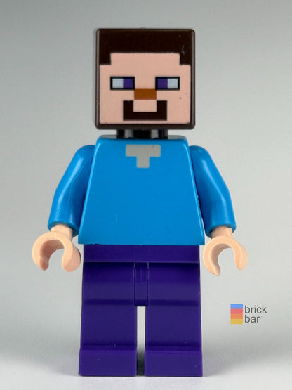 Steve - Dark Purple Legs min009 LEGO® Minecraft minifigure front view — Brick Bar