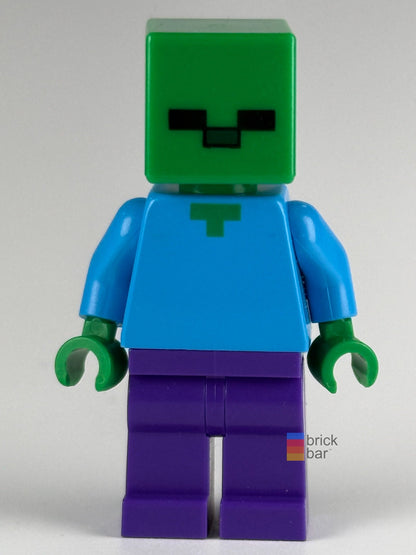 Zombie Dark Purple Legs min010 LEGO® Minecraft minifigure front view — Brick Bar