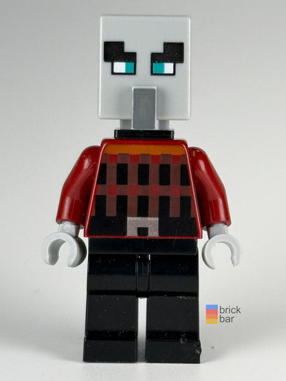 Illager Pillager wide eyes black neck bracket min124 LEGO® Minecraft minifigure front view — Brick Bar
