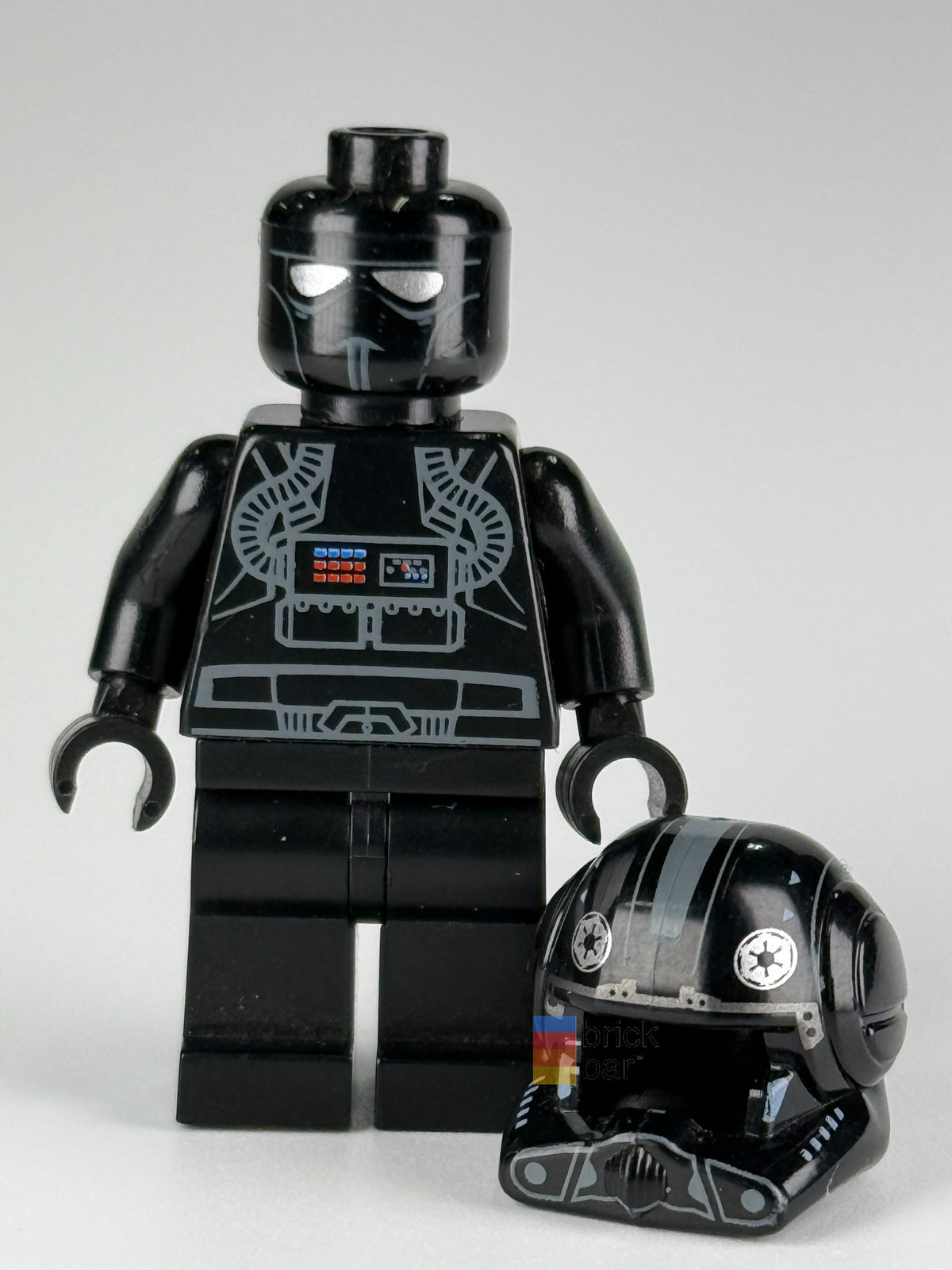 Imperial V-wing Pilot sw0304 LEGO Star Wars minifigure helmet off view – Brick Bar