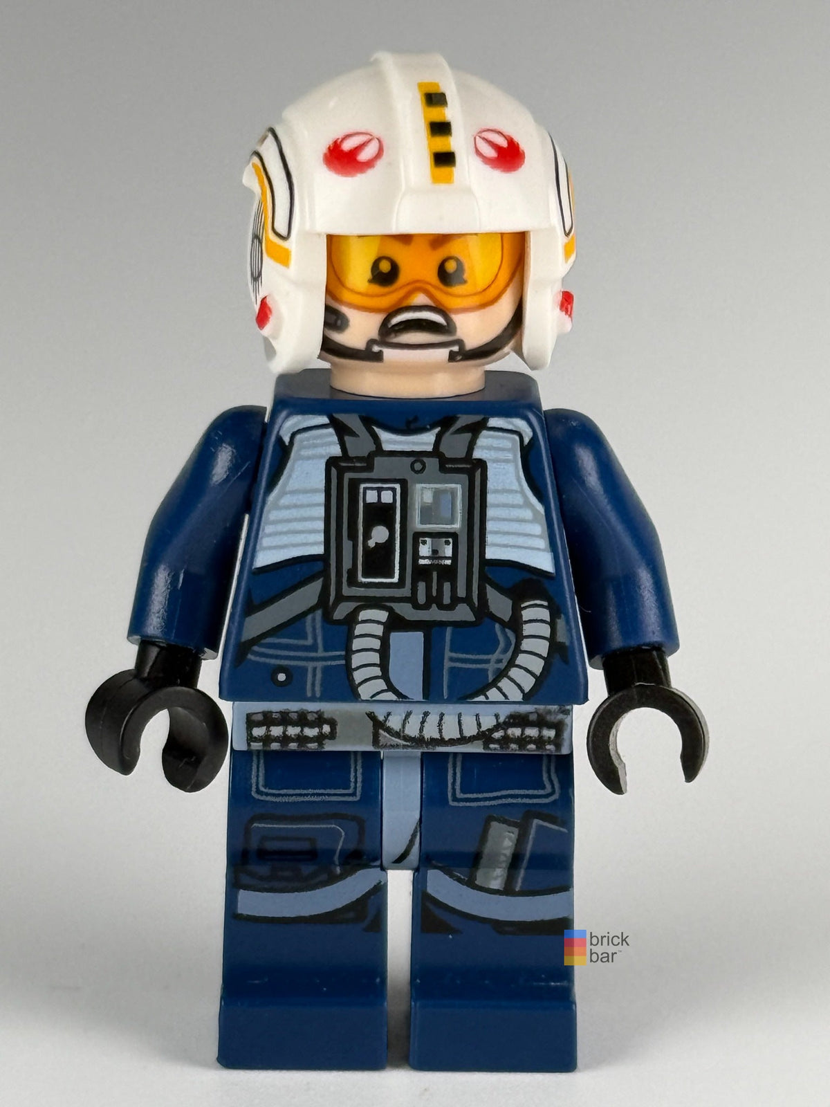 Rebel Y-wing Pilot sw0801 LEGO Star Wars minifigure front alternate face — Brick Bar