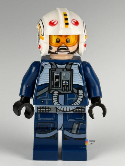 Rebel Y-wing Pilot sw0801 LEGO Star Wars minifigure front alternate face — Brick Bar