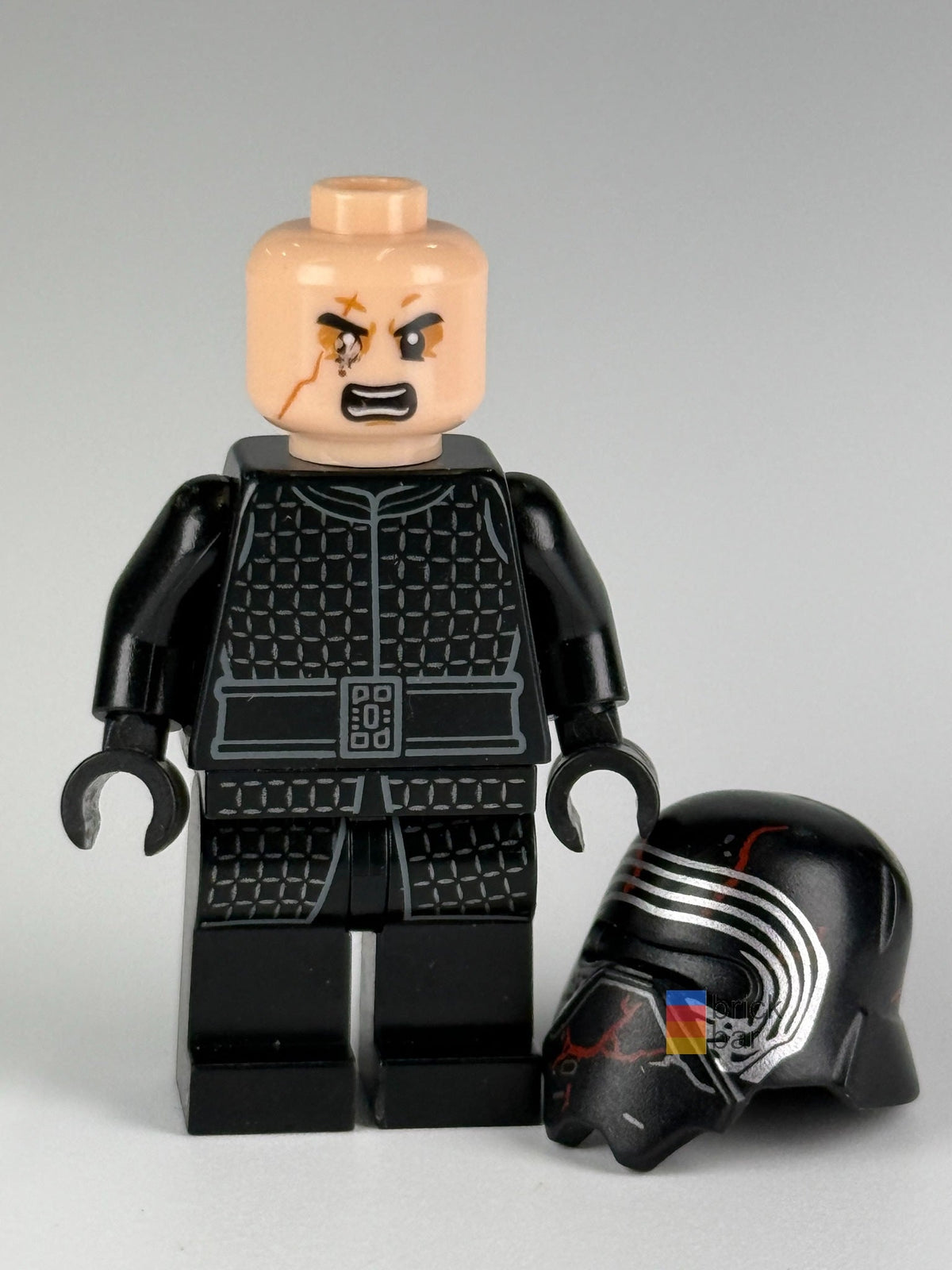 Supreme Leader Kylo Ren sw1072 LEGO Star Wars minifigure helmet off angry view — Brick Bar