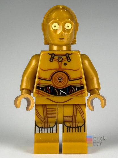 C-3PO LEGO® Star Wars minifigure sw0700 front showing colorful wires and printed legs — original Brick Bar™ photograph