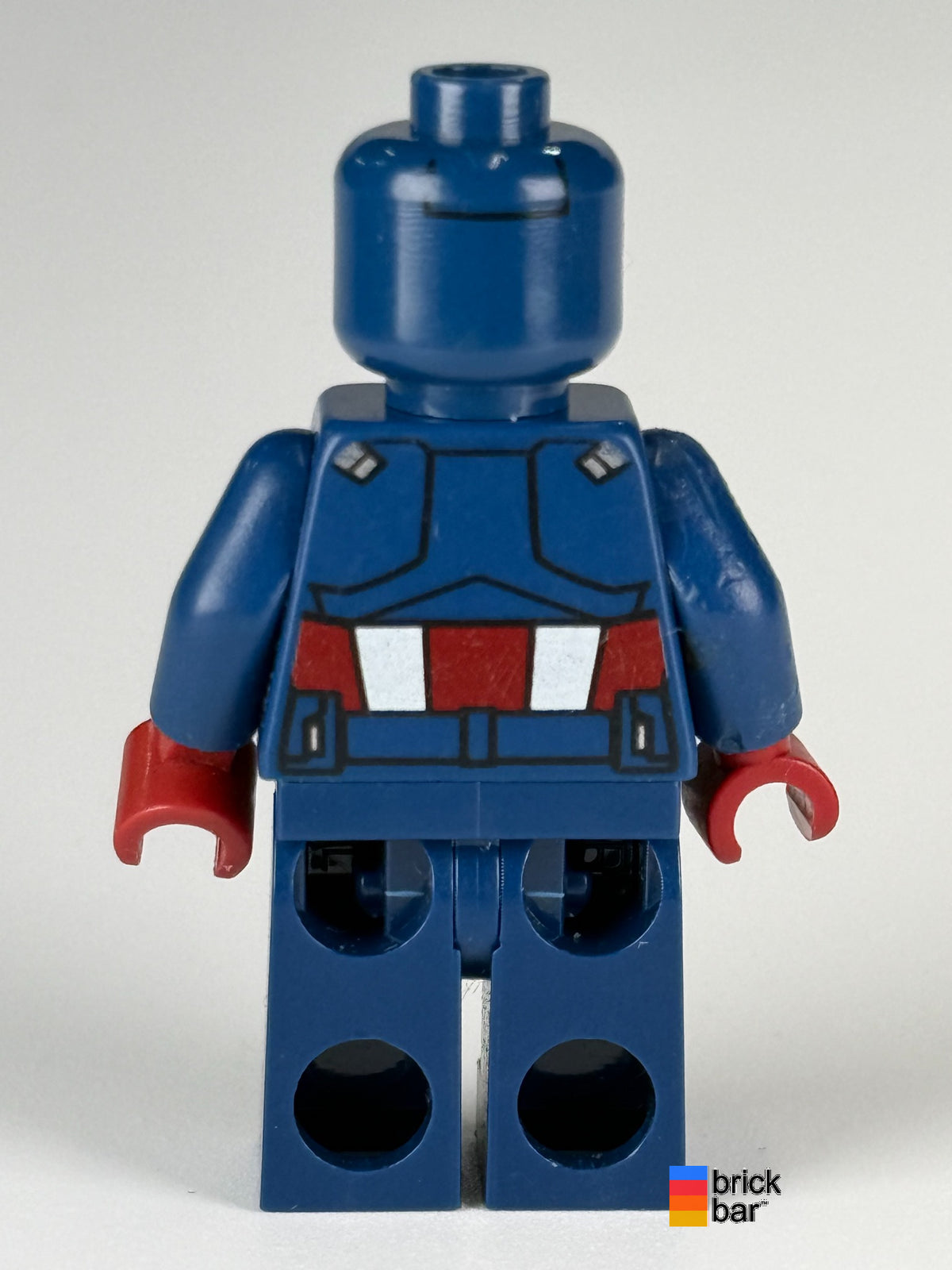 Captain America - Dark Blue Suit with Dark Blue Belt, Dark Red Hands, Mask sh0014 LEGO minifigure, back view
