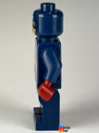 Captain America - Dark Blue Suit with Dark Blue Belt, Dark Red Hands, Mask sh0014 LEGO minifigure, side view