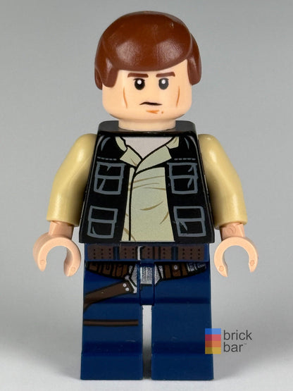 Han Solo LEGO Star Wars minifigure sw0539 front, serious expression — original Brick Bar™ photograph