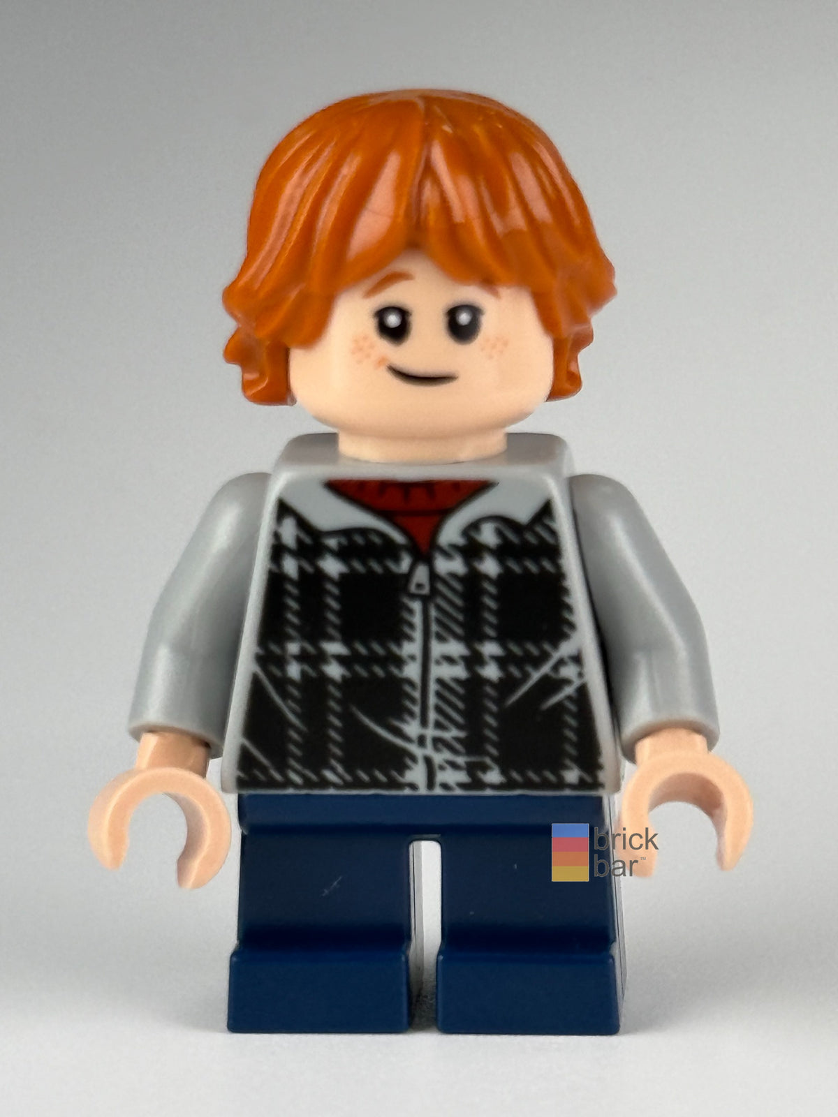 Brick Bar original photograph of Ron Weasley - Plaid Hoodie hp154, smiling expression front view