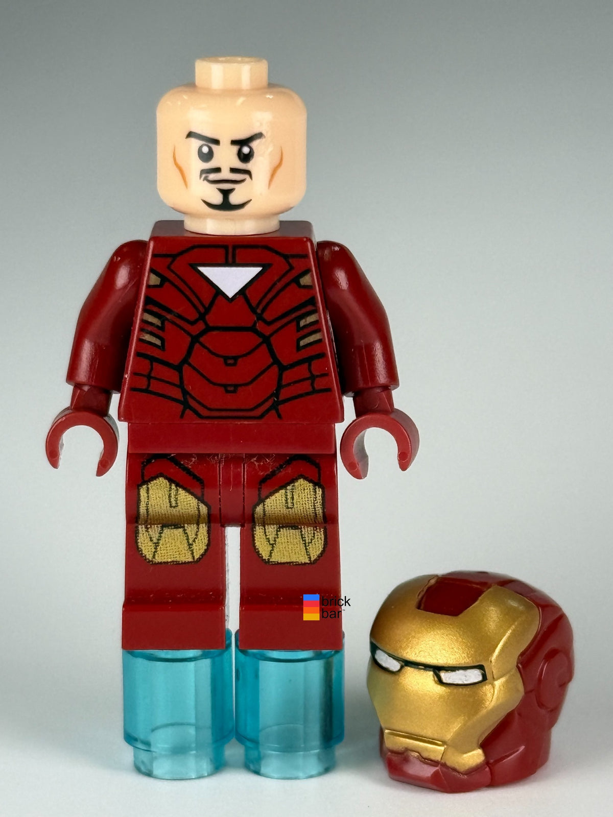 Iron Man Mark 6 sh0015 LEGO minifigure, determined dual-sided head detail