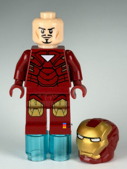 Iron Man Mark 6 sh0015 LEGO minifigure, determined dual-sided head detail