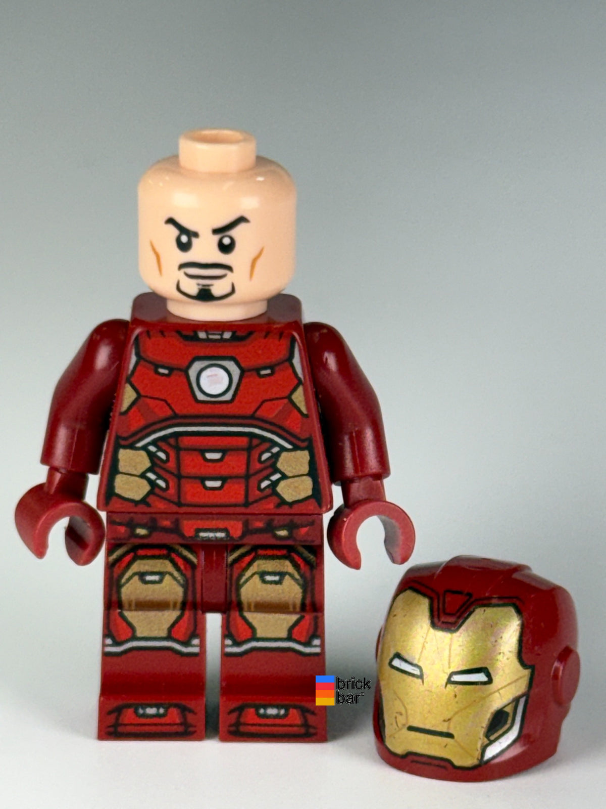 Iron Man - Silver Hexagon on Chest sh0612 LEGO minifigure, unmasked view