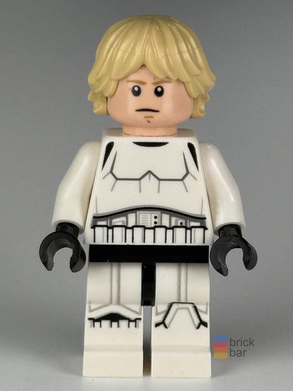 Luke Skywalker sw0777 LEGO Star Wars Stormtrooper outfit minifigure front view — original Brick Bar™ photograph