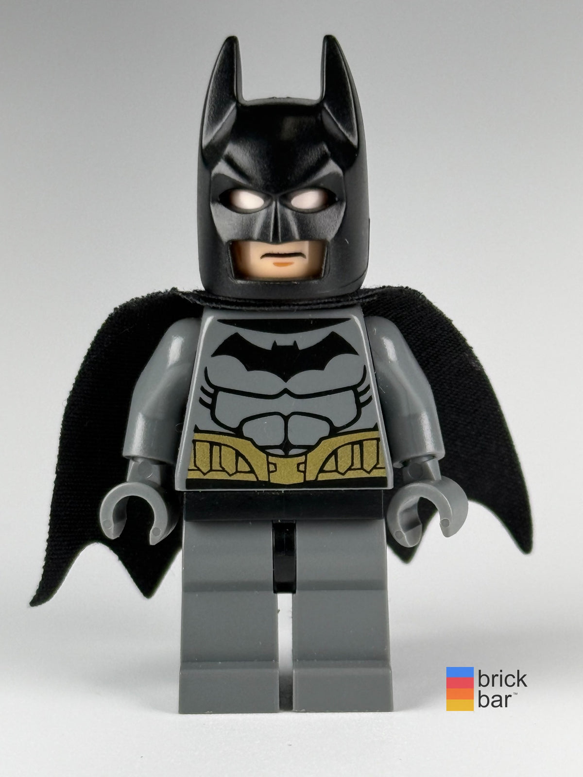 Brick Bar original photograph of Batman - Dark Bluish Gray Suit, Gold Belt, Dark Bluish Gray Hands sh0089, front masked view