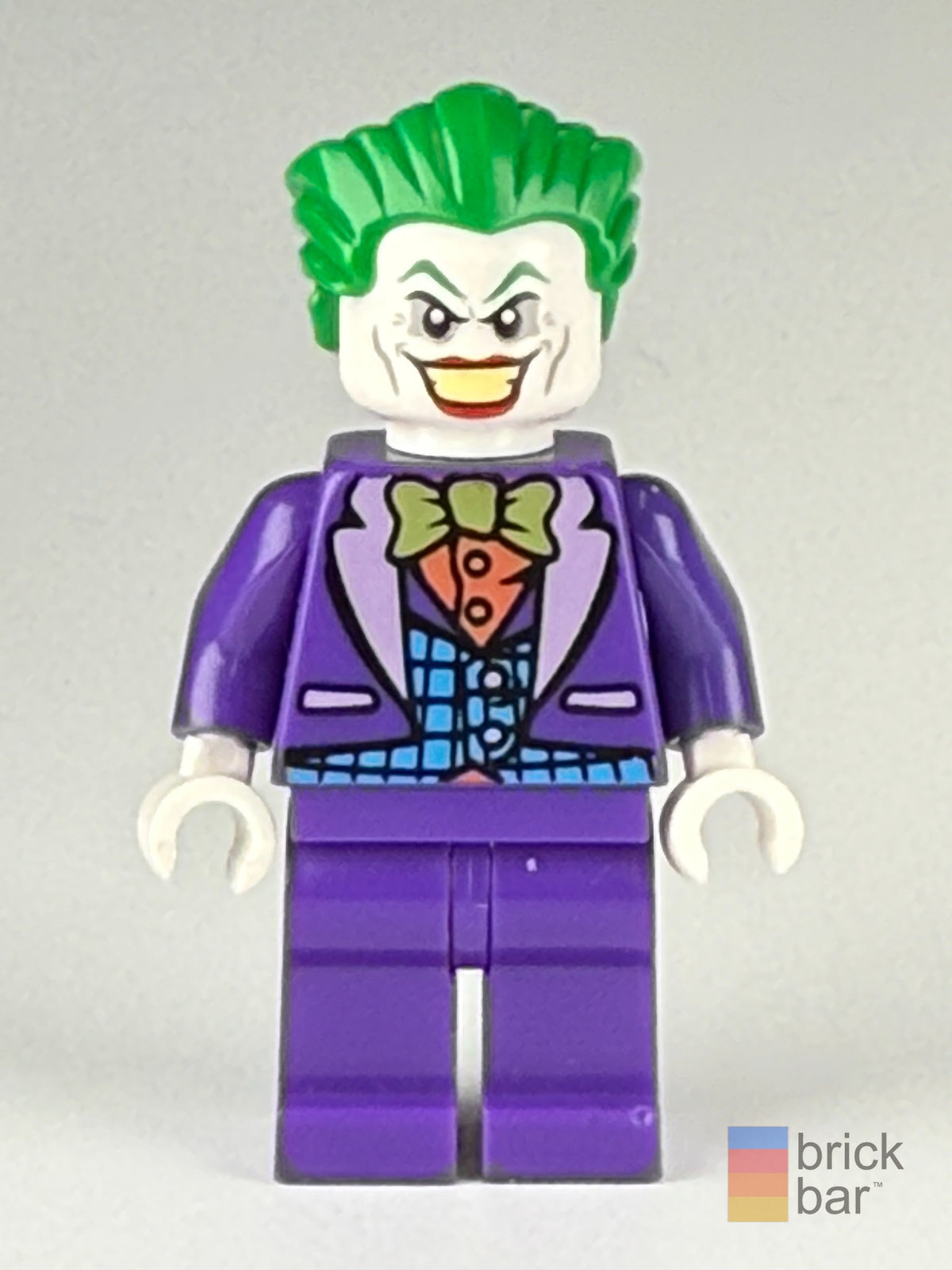 Brick Bar original photograph of The Joker - Medium Azure Vest, Lime Bow Tie, Large Smile / Smirk sh0206, large smile expression front view