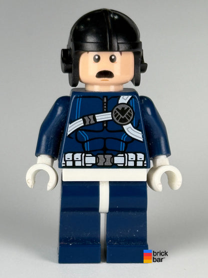 SHIELD Agent - White Hips and Hands sh0188 LEGO minifigure, alternate face view